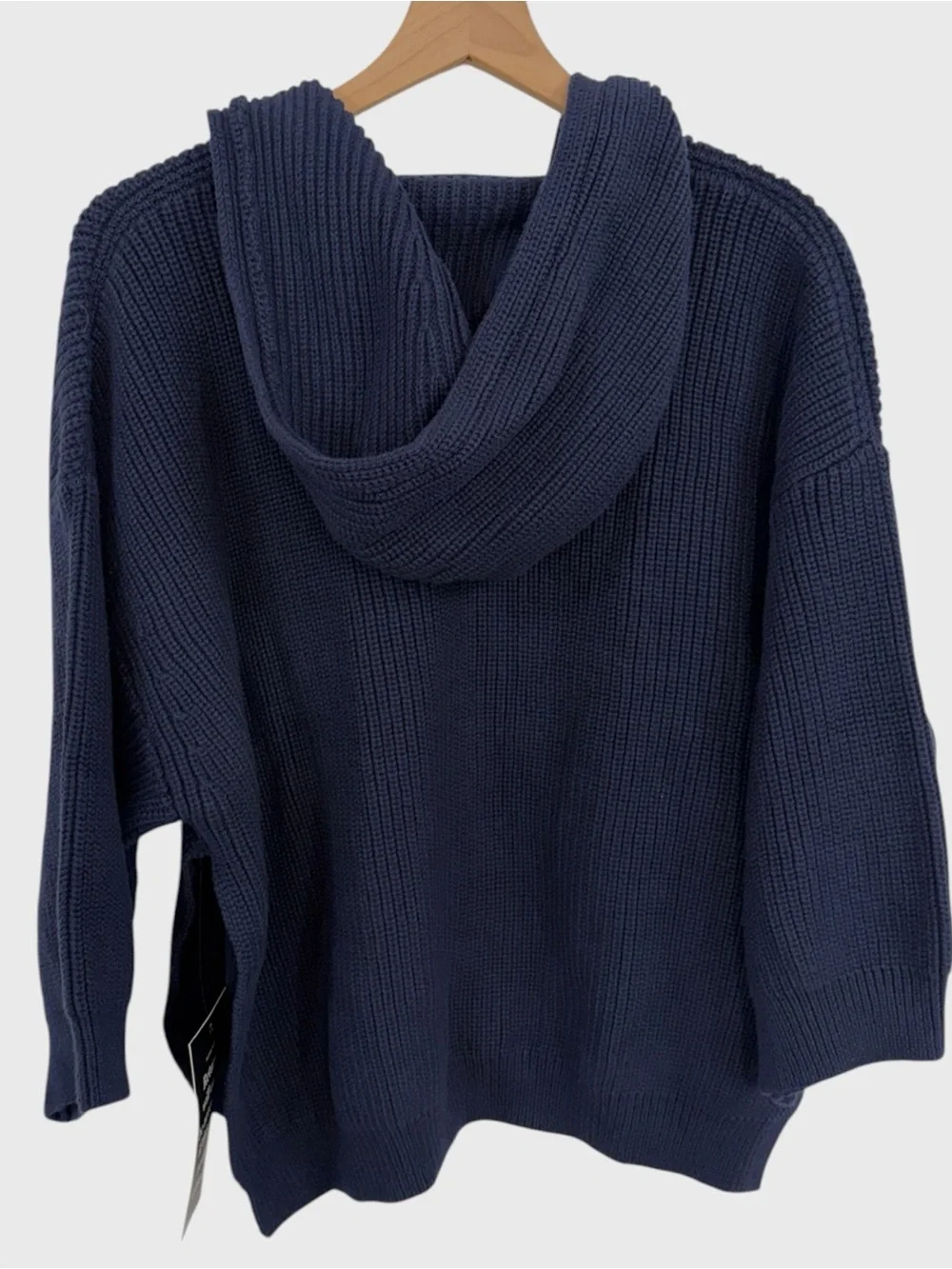 Tuckernuck NEW Navy Blue Knit Lace Up Side Slit Declan Hooded Sweater Medium